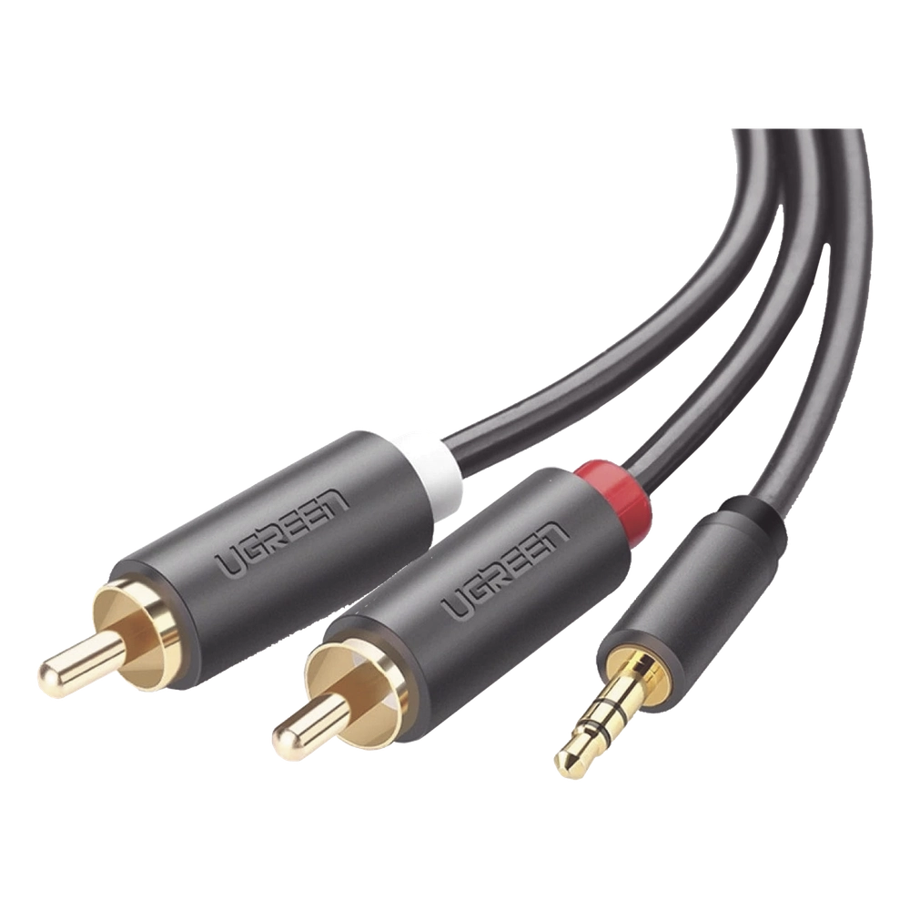 Cable Adaptador de 3.5mm Macho a 2 RCA Macho / 5 Metros (16.40 Pies) / Color Gris / Blindaje Múltiple / ABS / Alta Calidad - Imagen 2