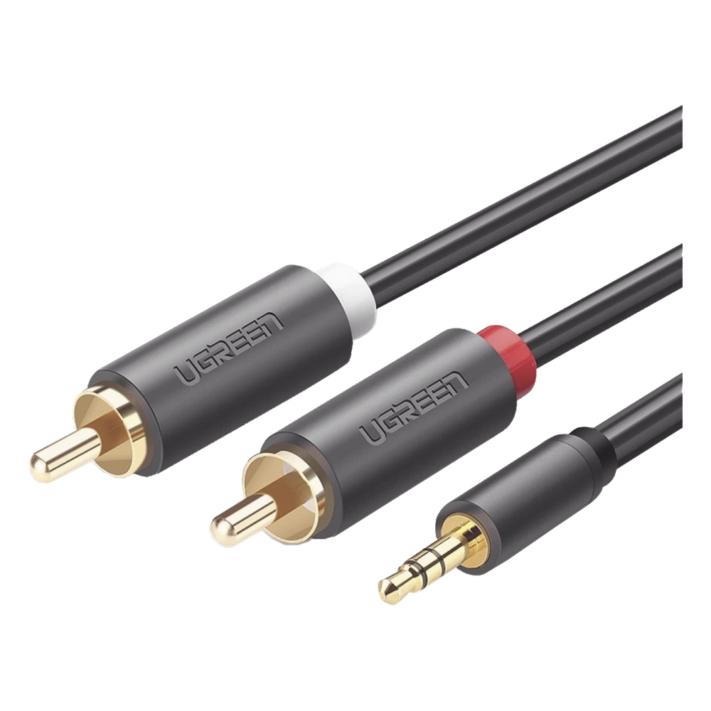 Cable Adaptador de 3.5mm Macho a 2 RCA Macho / 5 Metros (16.40 Pies) / Color Gris / Blindaje Múltiple / ABS / Alta Calidad - Imagen 3