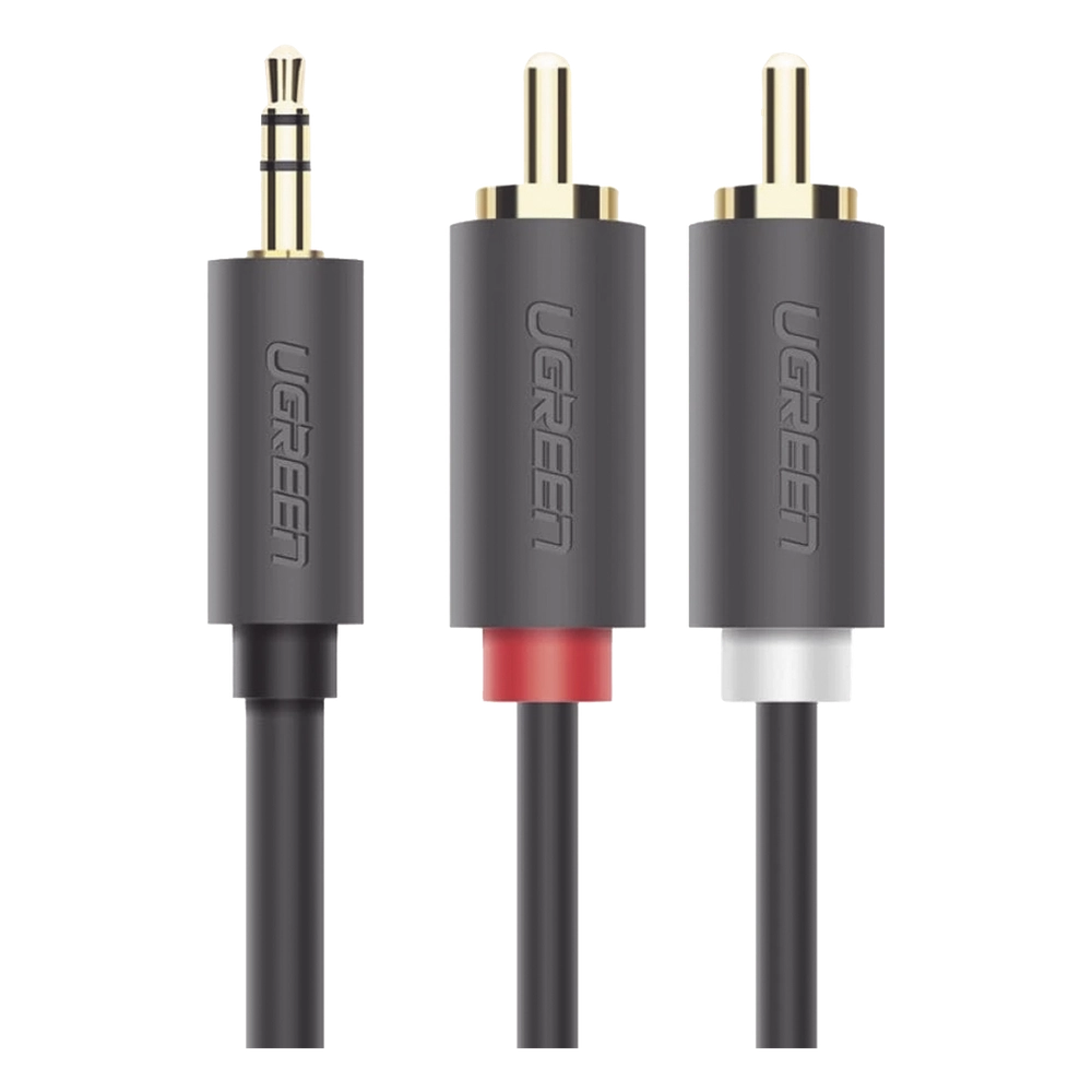 Cable Adaptador de 3.5mm Macho a 2 RCA Macho / 5 Metros (16.40 Pies) / Color Gris / Blindaje Múltiple / ABS / Alta Calidad - Imagen 4