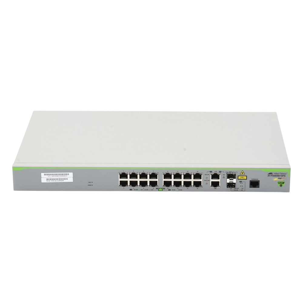Switch PoE+ Administrable CentreCOM FS980M, Capa 3 de 16 Puertos 10/100 Mbps + 2 puertos RJ45 Gigabit/SFP Combo, 250W - Imagen 3