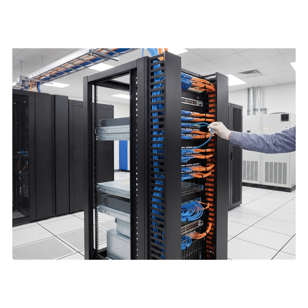 Organizador Vertical CableTek, Sencillo (Solo Frontal), Para Rack Abierto de 45 Unidades, 6 in de Ancho, Color Negro - Imagen 2
