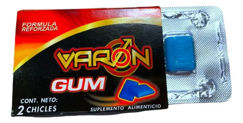 Varon Gum Chicle Vigorizante Maca, Damiana Y Guarana Sin Sabor - Imagen 2
