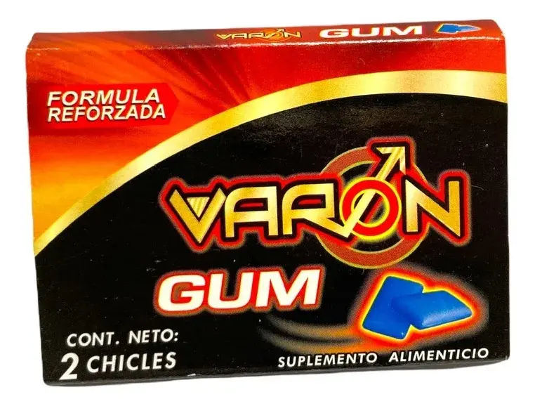 Varon Gum Chicle Vigorizante Maca, Damiana Y Guarana Sin Sabor