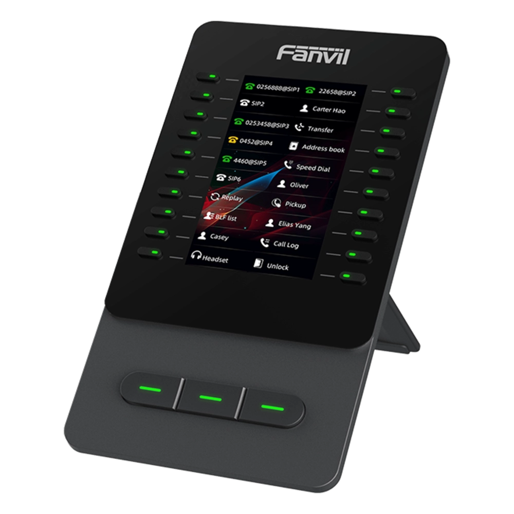 Módulo de Expansión EM60 con Pantalla a Color / 4.3 Pulgadas 480x272 / 60 Teclas Programables DSS / USB Tipo-C / Compatible con V65-V66-V66 Pro / Cascada hasta 4 Módulos / Con Soporte Ajustable - Imagen 3