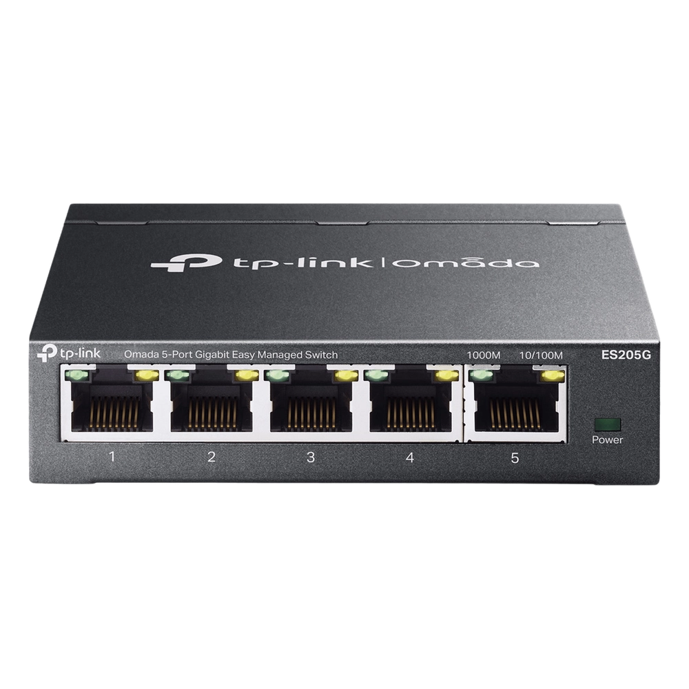 Switch Gestionado Omada SDN / 5 Puertos Gigabit RJ45 / 10 Gbps Capacidad Switching / 7.4 Mpps Forwarding Rate / Gestión Cloud Centralizada / VLAN 802.1Q / QoS 8 Colas Prioridad / Metal Fanless
