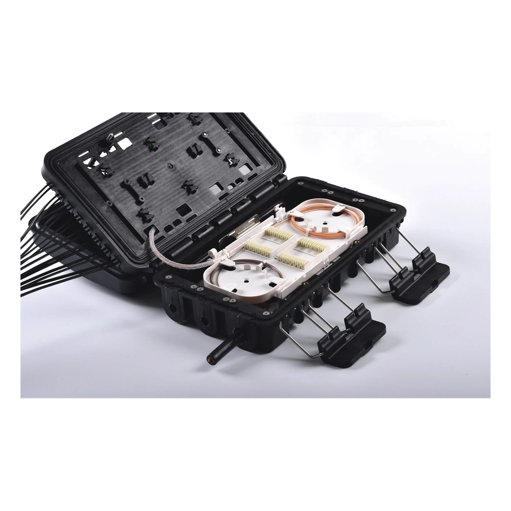 Caja de Distribución de Fibra Óptica para 24 Empalmes, con 16 acopladores SC/APC simplex, Exterior IP65, Color Negro - Imagen 3
