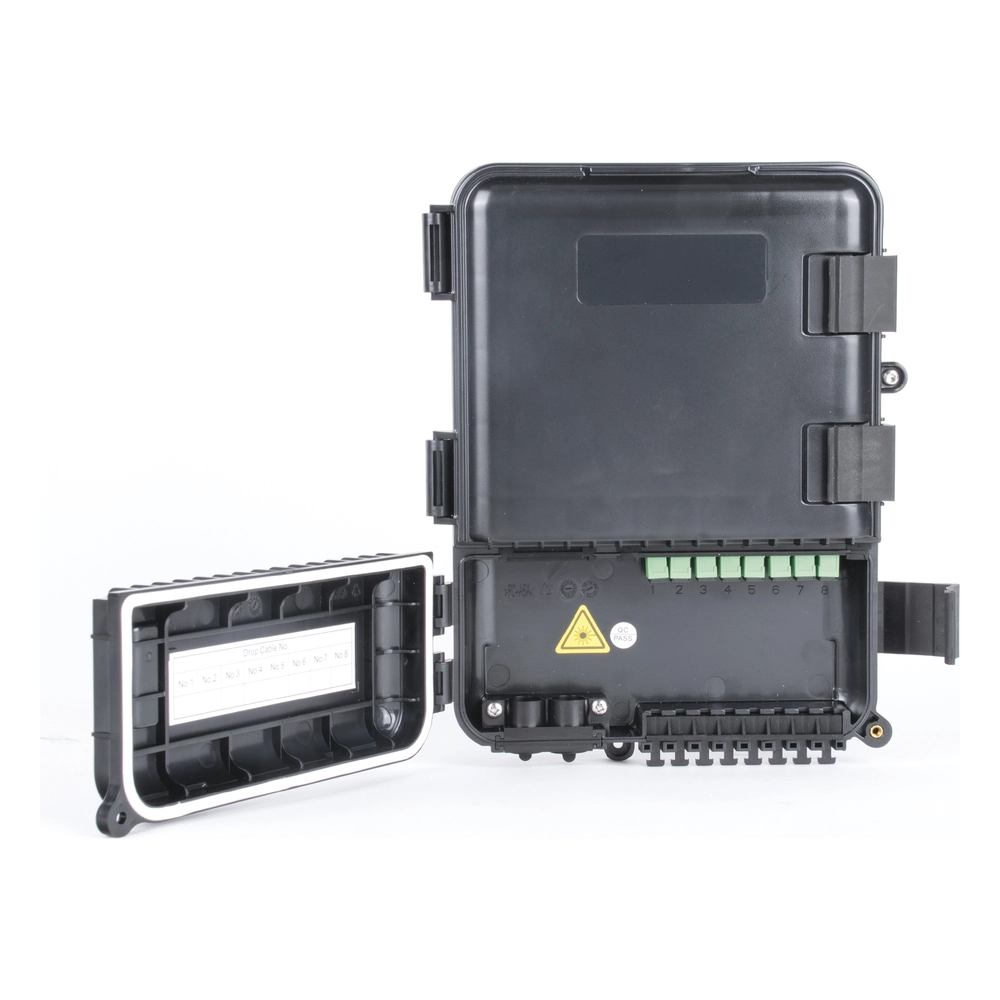 Caja de Distribución de Fibra Óptica para 24 Empalmes, con 8 Acopladores SC/APC Simplex, Exterior IP55, Color Negro - Imagen 6