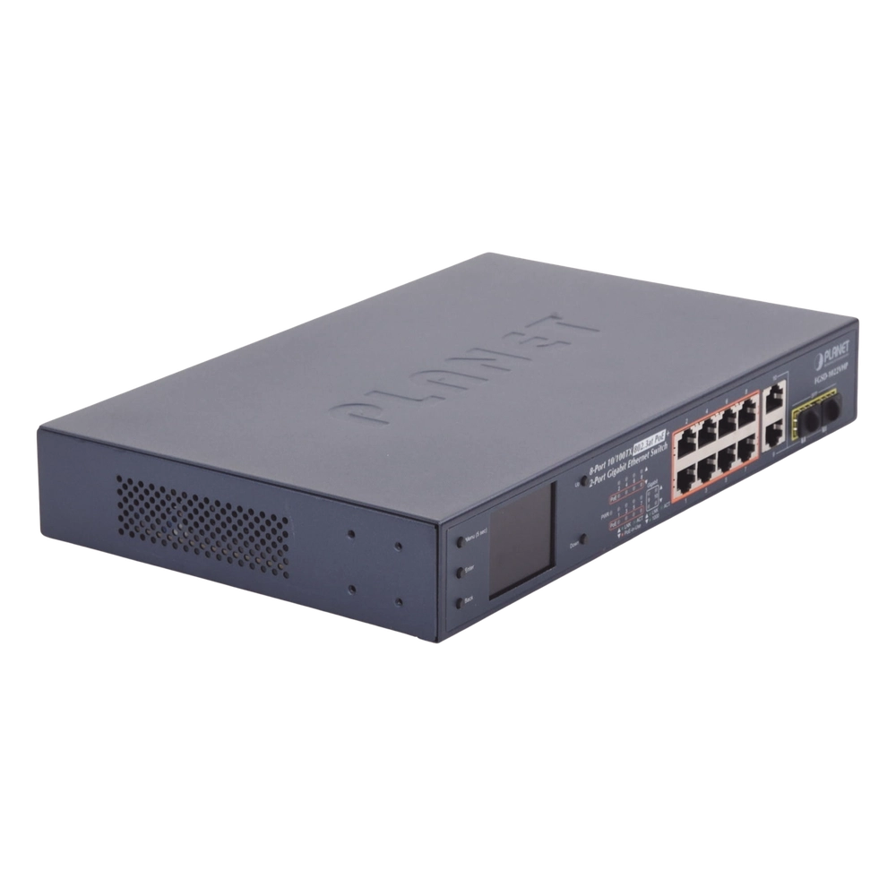 Switch PoE+ / Distancia 250 Metros / 8 Puertos + 2 Combo TP/SFP Gigabit y Pantalla LCD Para Monitoreo - Imagen 3