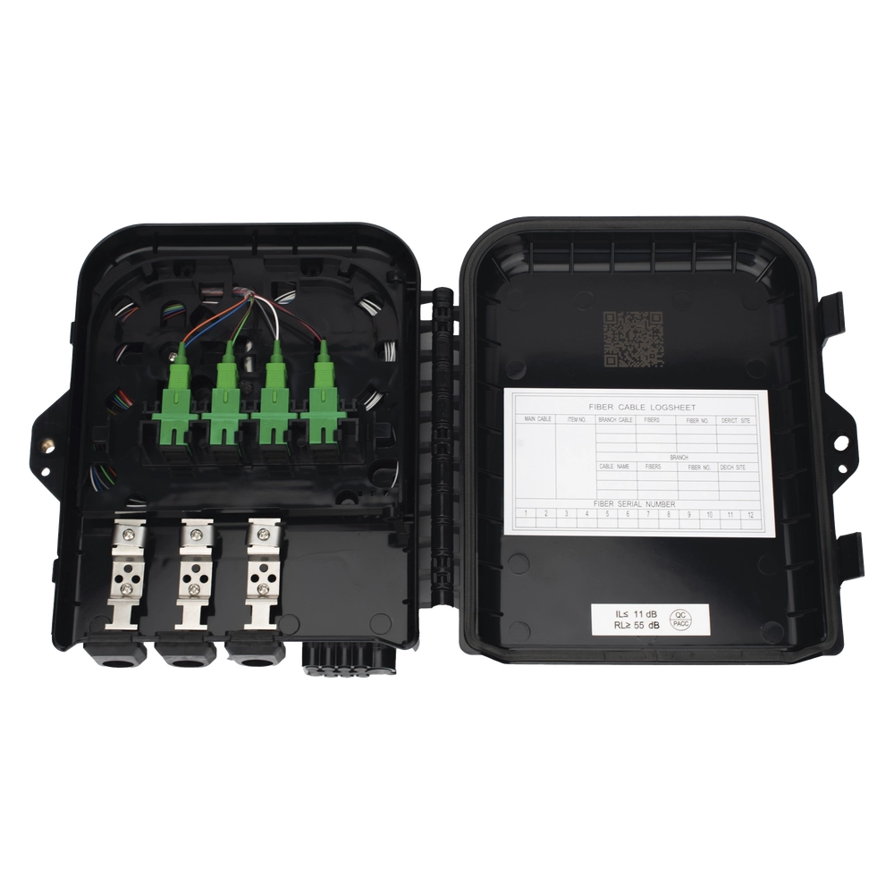 Cierre de Empalme para 24 fusiones de fibra óptica, Interior/Exterior, con 8 acopladores SC/APC y splitter 1x8 SC/APC Incluido, IP65, 3 Puertos para Fibra Troncal o Distribución - Imagen 3