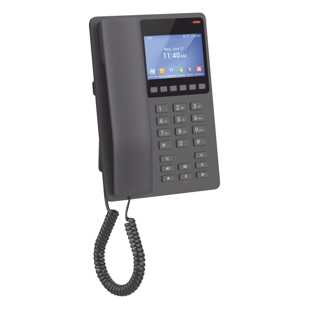Teléfono IP WiFi Hotelero con pantalla LCD a color, 2 líneas SIP con 2 cuentas, codec Opus, IPV4/IPV6, color negro, con gestión en la nube GDMS - Imagen 4