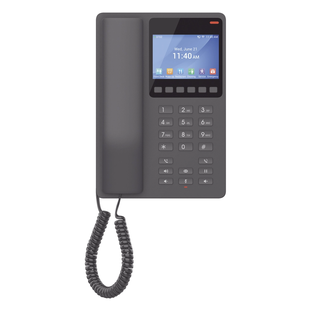 Teléfono IP WiFi Hotelero con pantalla LCD a color, 2 líneas SIP con 2 cuentas, codec Opus, IPV4/IPV6, color negro, con gestión en la nube GDMS - Imagen 5