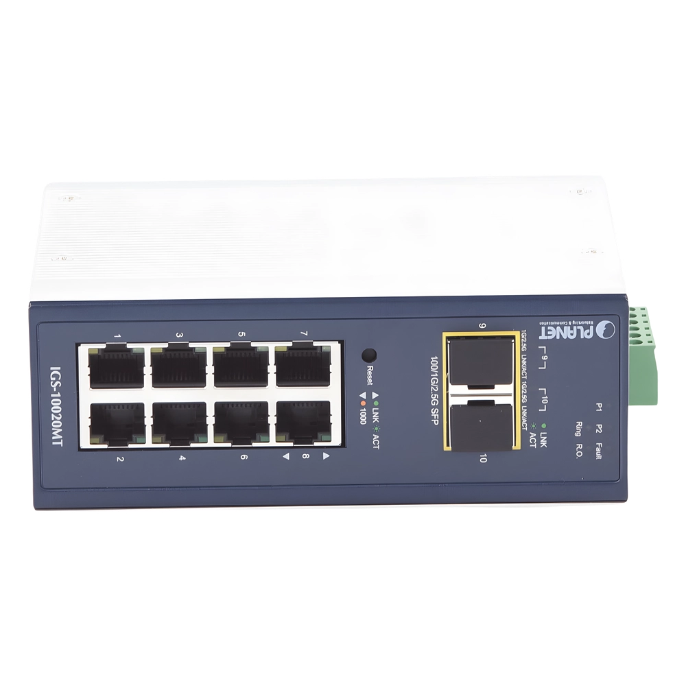 Switch Industrial Administrable Capa 2, 8 Puertos 10/100/1000T, 2 Puertos SFP 1G / 2.5 G BASE X