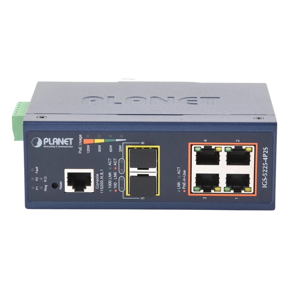 Switch Industrial Administrable Capa 2, 4 Puertos PoE 802.3af/at 10/100/1000T, 2 Puertos SFP 100/1000X - Imagen 4
