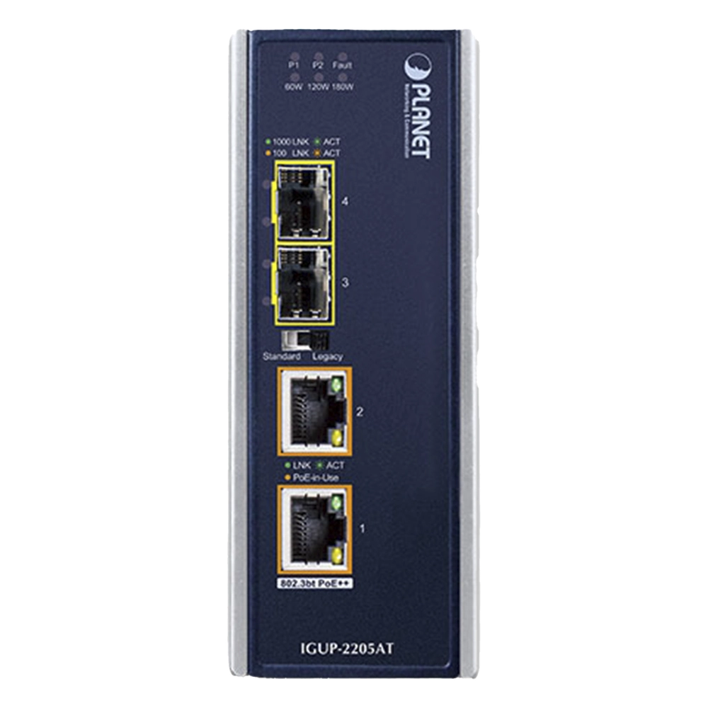 Convertidor de Medios Industrial de 2 Puertos SFP 100/1000X a 2 Puertos RJ45 10/100/1000T 802.3bt PoE++ - Imagen 2