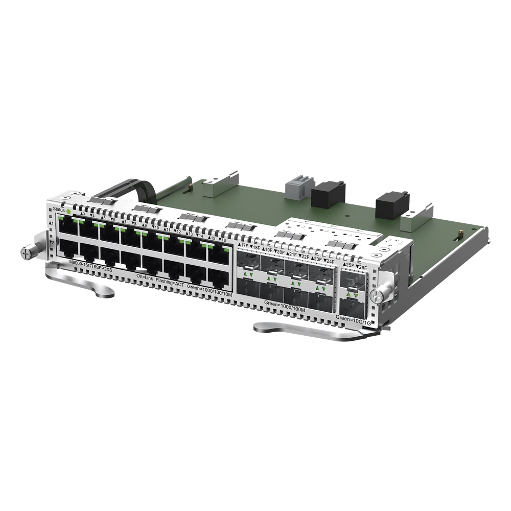Tarjeta de Red con 16 puertos RJ45 1Gb, 8 puertos SFP 1Gb y 2 puertos SFP+ 10Gb para Chasis RG-NBS6002