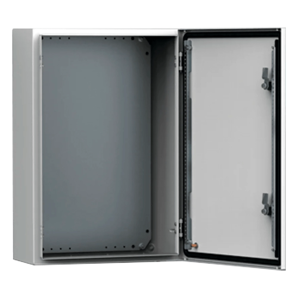Gabinete de Uso Exterior MAS 400 x 300 x 155 mm (15.7 x 11.8 x 6.1 in) NEMA 4/12/13; IP66; IK10 de Acero Dulce 1.5 mm con Platina de Montaje Incluida Color Gris Claro