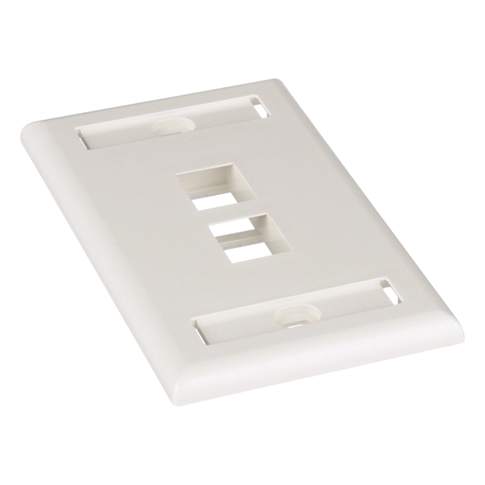 Placa de Pared Vertical, Salida Para 2 Puertos Keystone, Con Espacios Para Etiquetas, Color Blanco Mate - Imagen 3