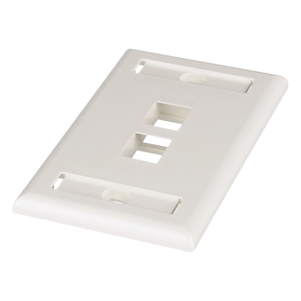Placa de Pared Vertical, Salida Para 2 Puertos Keystone, Con Espacios Para Etiquetas, Color Blanco Mate