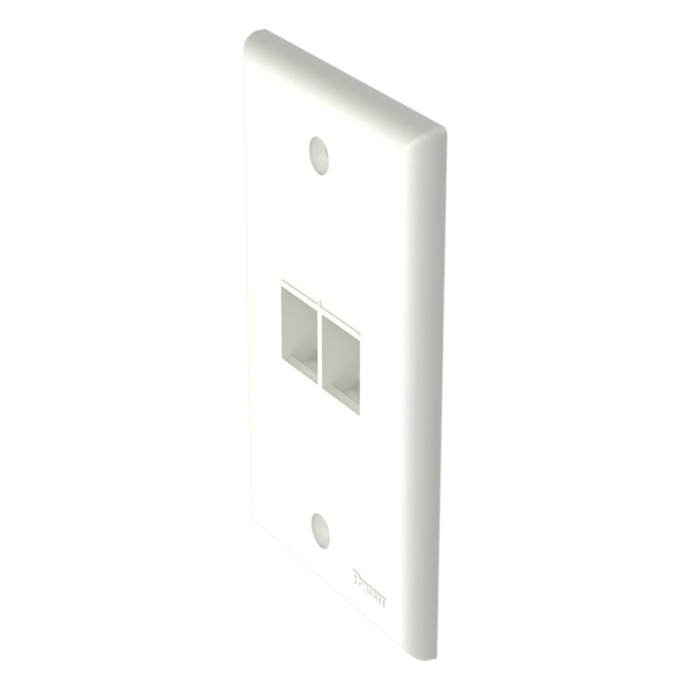 Placa de Pared Vertical, Salida Para 2 Puertos Keystone, Color Blanco Mate - Imagen 2