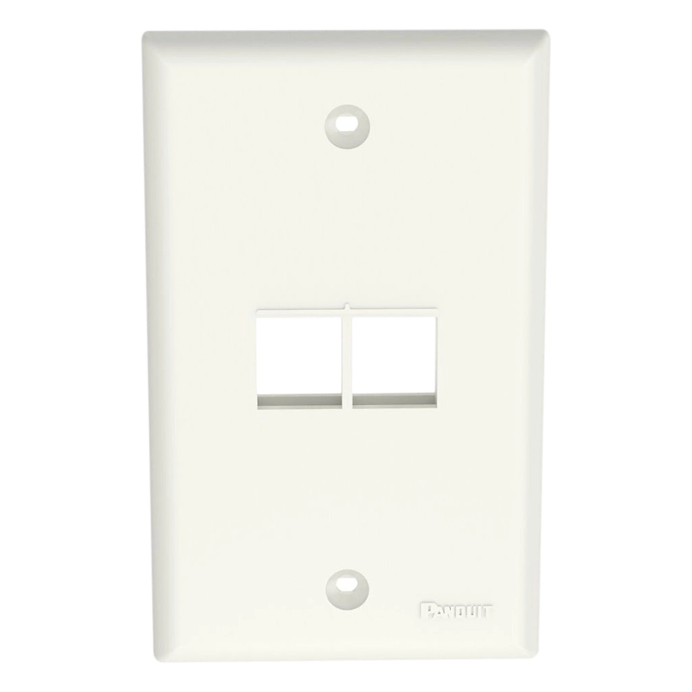 Placa de Pared Vertical, Salida Para 2 Puertos Keystone, Color Blanco Mate