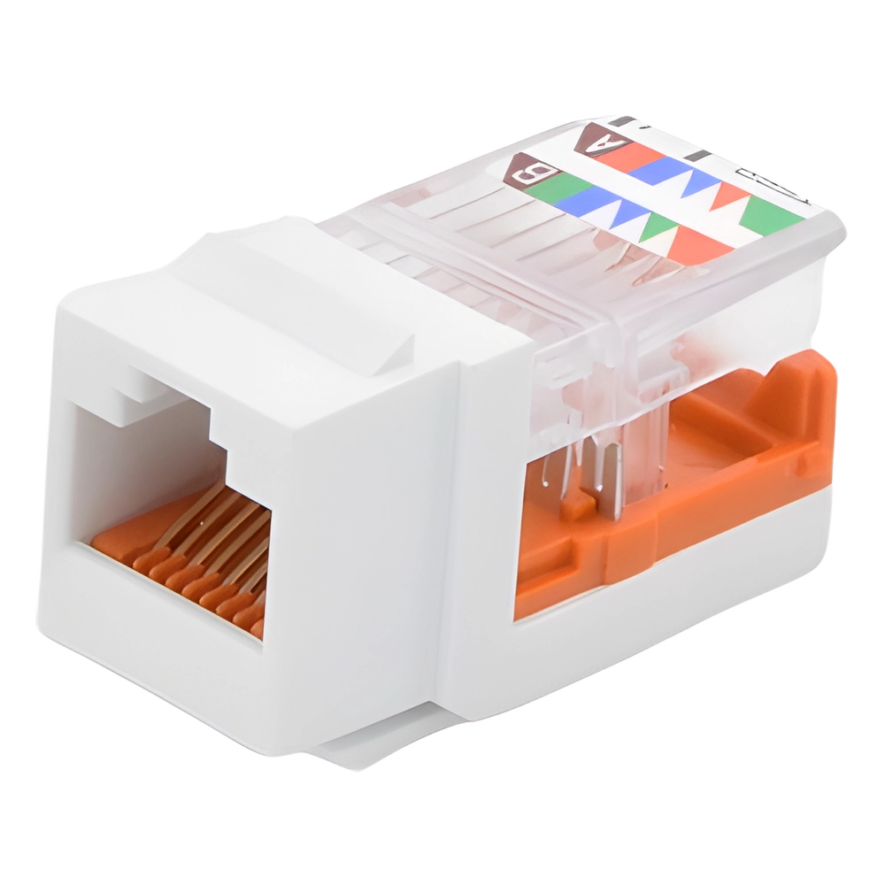 Conector Jack Estilo Leadframe, Tipo Keystone, Categoría 5e, de 8 Posiciones y 8 Cables, Color Blanco - Imagen 2