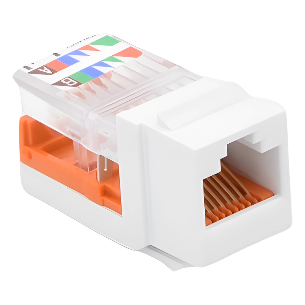 Conector Jack Estilo Leadframe, Tipo Keystone, Categoría 5e, de 8 Posiciones y 8 Cables, Color Blanco - Imagen 4