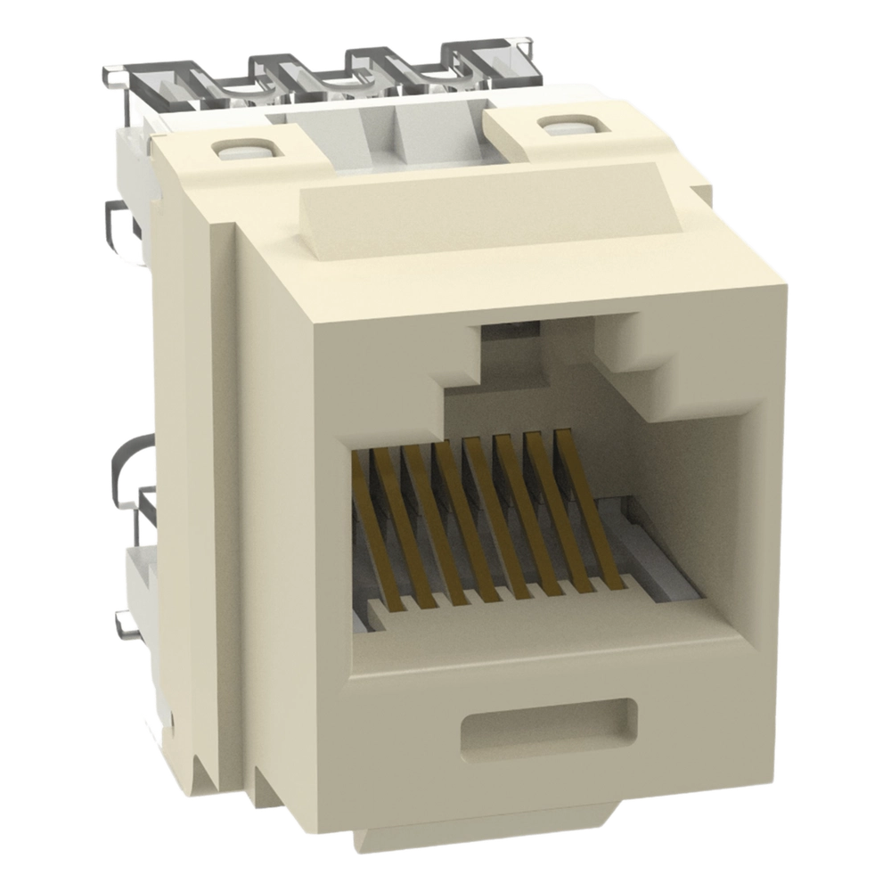 Conector Jack Estilo 110 (de Impacto), Tipo Keystone, Categoría 6, de 8 Posiciones y 8 Cables, Color Marfil