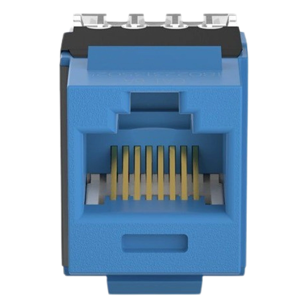 Conector Jack Estilo 110 (de Impacto), Tipo Keystone, Categoría 6A, de 8 Posiciones y 8 Cables, Color Azul - Imagen 3