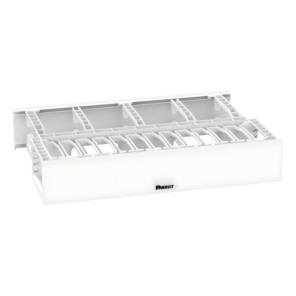 Organizador de Cables Horizontal NetManager de Alta Densidad, Doble (Frontal y Posterior), Para Rack de 19in, 2UR, Color Blanco