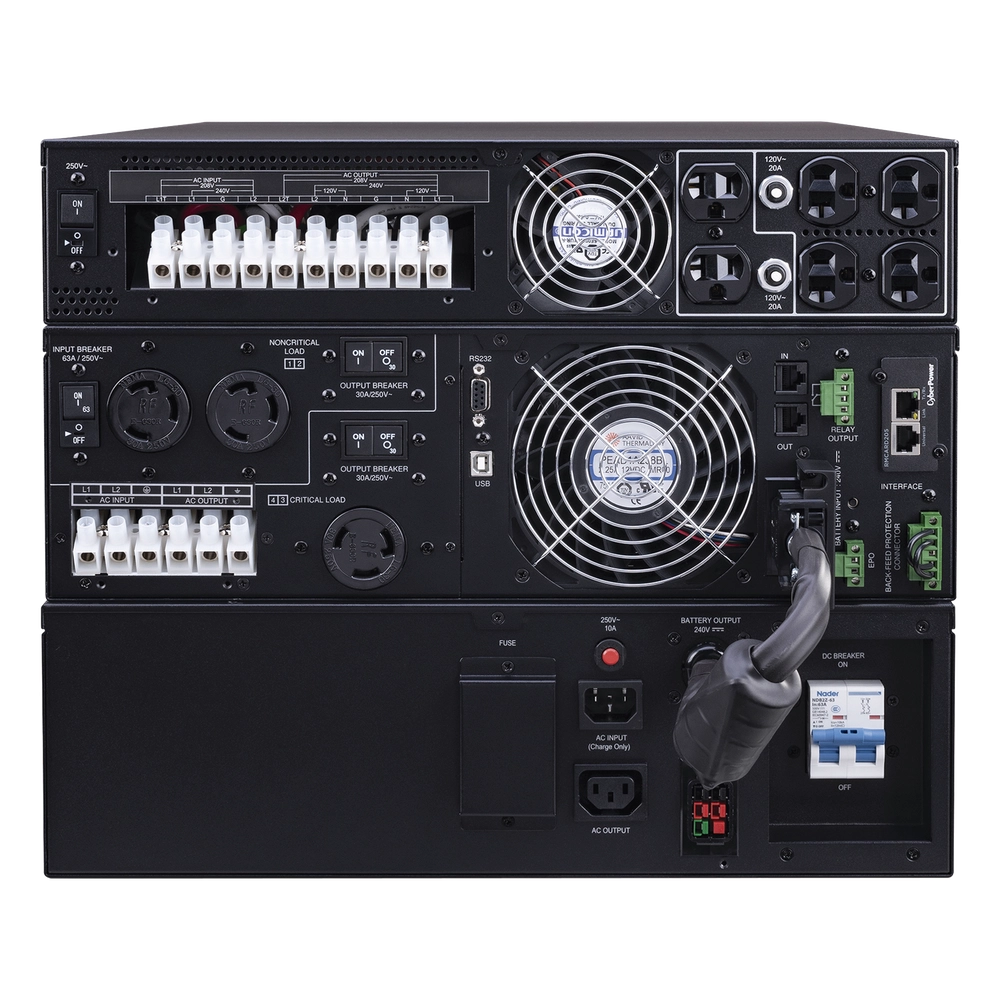 UPS de 8000 VA/8000 W, Online Doble Conversión, 200 - 240 Vac de Entrada, 120 - 240 Vac de Salida, Entrada Hardwired, Onda Senoidal Pura, Torre o Rack de 8 UR, Con 6 Tomas NEMA 5-20R, 3 NEMA L6-30R y Terminal Hardwired - Imagen 4