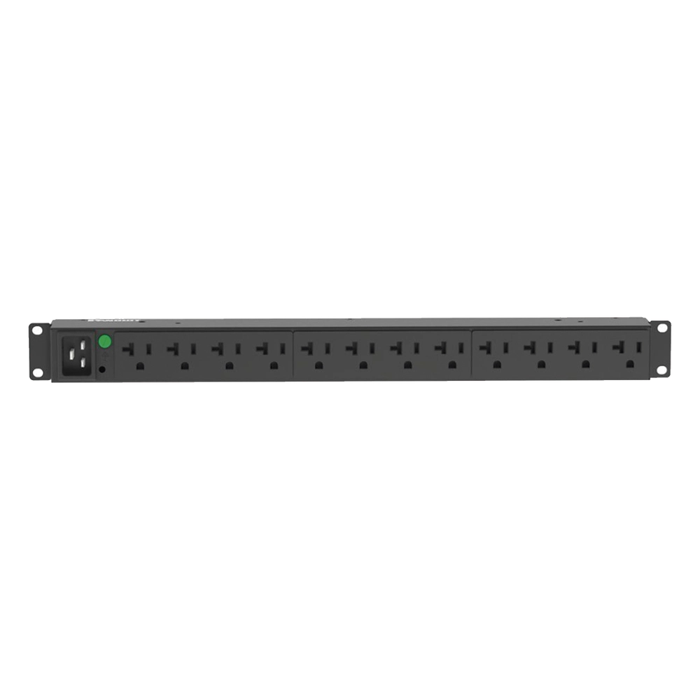 PDU Básico para Distribución de Energía, Enchufe de Entrada NEMA L5-20P, Con 12 Contactos NEMA 5-20R, Instalación Horizontal de 19in, 1UR, 20 Amp, 120 Vca