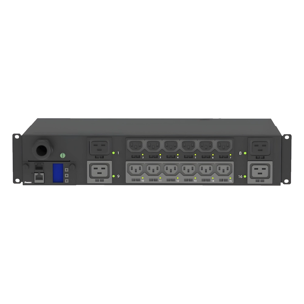 PDU Monitoreable y Switchable (MS) para Distribución de Energía, Enchufe de Entrada NEMA L6-30P, Con 12 Salidas C13 y 4 Salidas C19, Horizontal 19in, 208 Vca, 30 Amp, 2UR