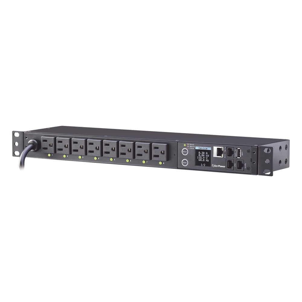 PDU Switchable por Toma, Para Distribución de Energía, Entrada 120 Vca NEMA 5-15P, Con 8 Salidas NEMA 5-15R, Horizontal 19in, 1UR - Imagen 3