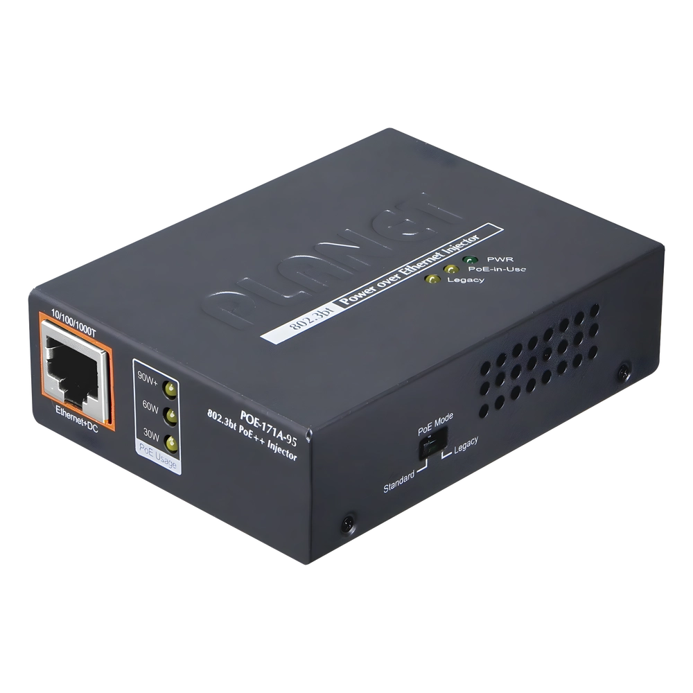 Inyector PoE 802.3af/at/bt , Hasta 95 Watts, Puerto Gigabit con Fuente Externa