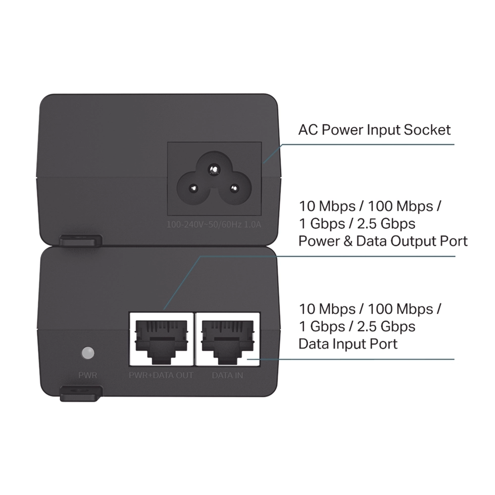 Inyector PoE+ (30W) / Gigabit 802.3 af/at / 2 puertos 10/100/1000 Mbps / Plug and Play / Fuente alimientación Integrada - Imagen 3