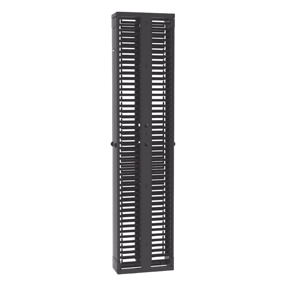 Organizador Vertical PatchRunner™, Doble (Frontal y Posterior), Para Rack Abierto de 45 Unidades, 8in de Ancho, Color Negro - Imagen 2