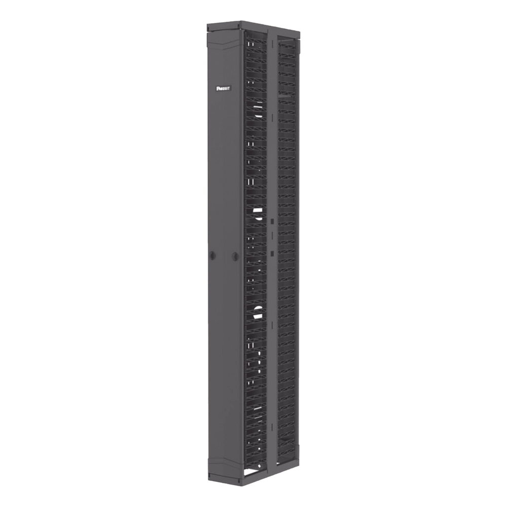 Organizador Vertical PatchRunner™, Doble (Frontal y Posterior), Para Rack Abierto de 45 Unidades, 8in de Ancho, Color Negro - Imagen 3