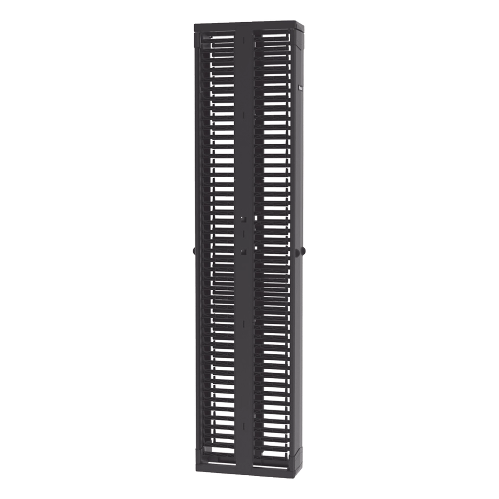 Organizador Vertical PatchRunner™, Doble (Frontal y Posterior), Para Rack Abierto de 45 Unidades, 8in de Ancho, Color Negro