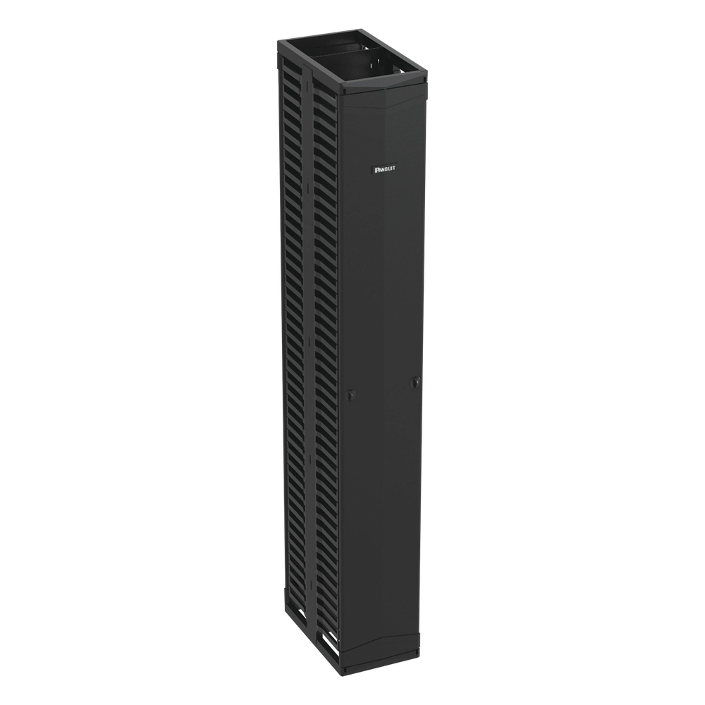Organizador Vertical PatchRunner™, Doble (Frontal y Posterior), Para Rack Abierto de 45 Unidades, 12in de Ancho, Color Negro