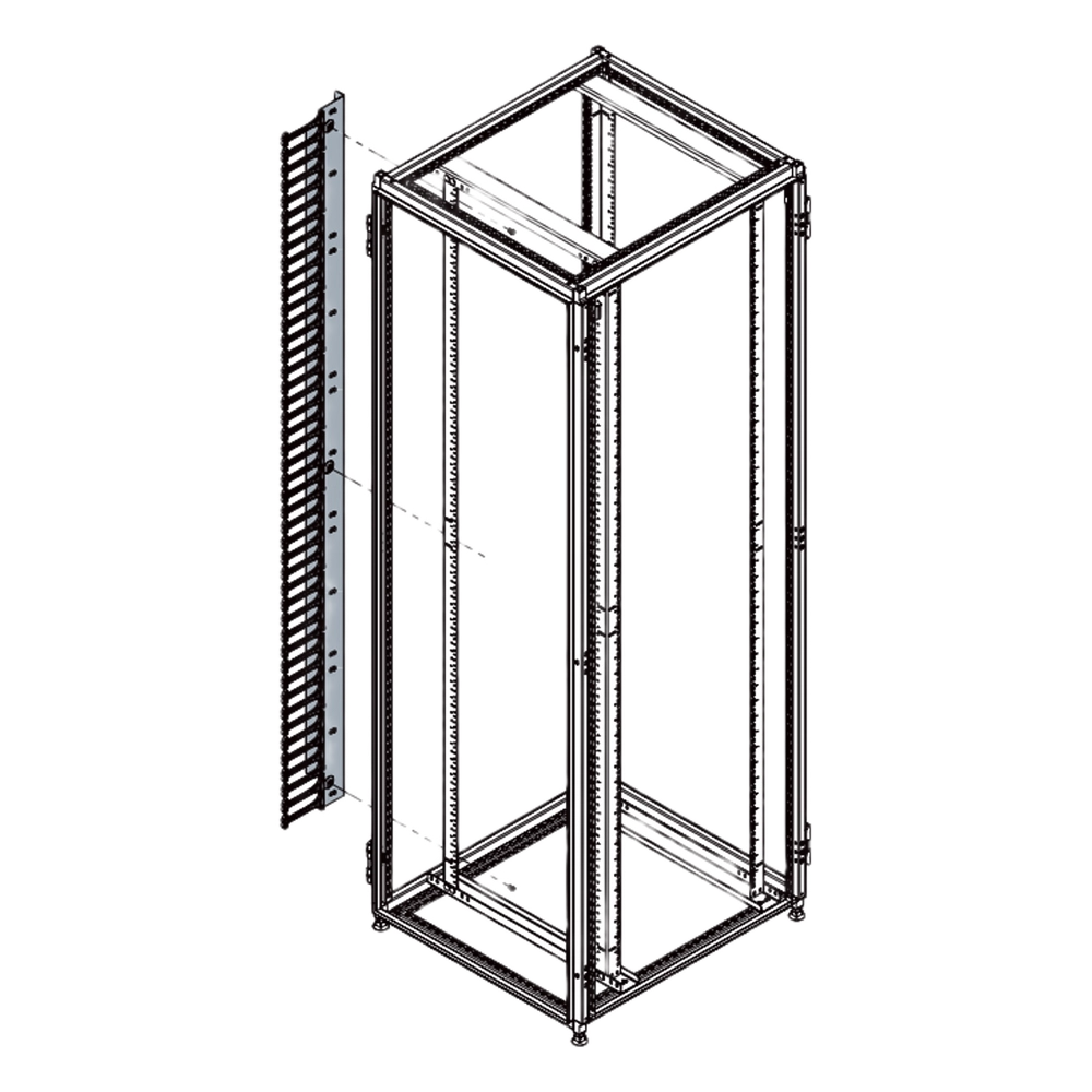 Organizador Vertical de Cables para Rack 45 UR (79 in) / Acero Negro RAL 9005 / Sección 95x208 mm (3.7x8.2 in) / Capacidad 726 Cables / Dedos cada 1.75 pulg / ProLine S1 HOFFMAN - Imagen 2