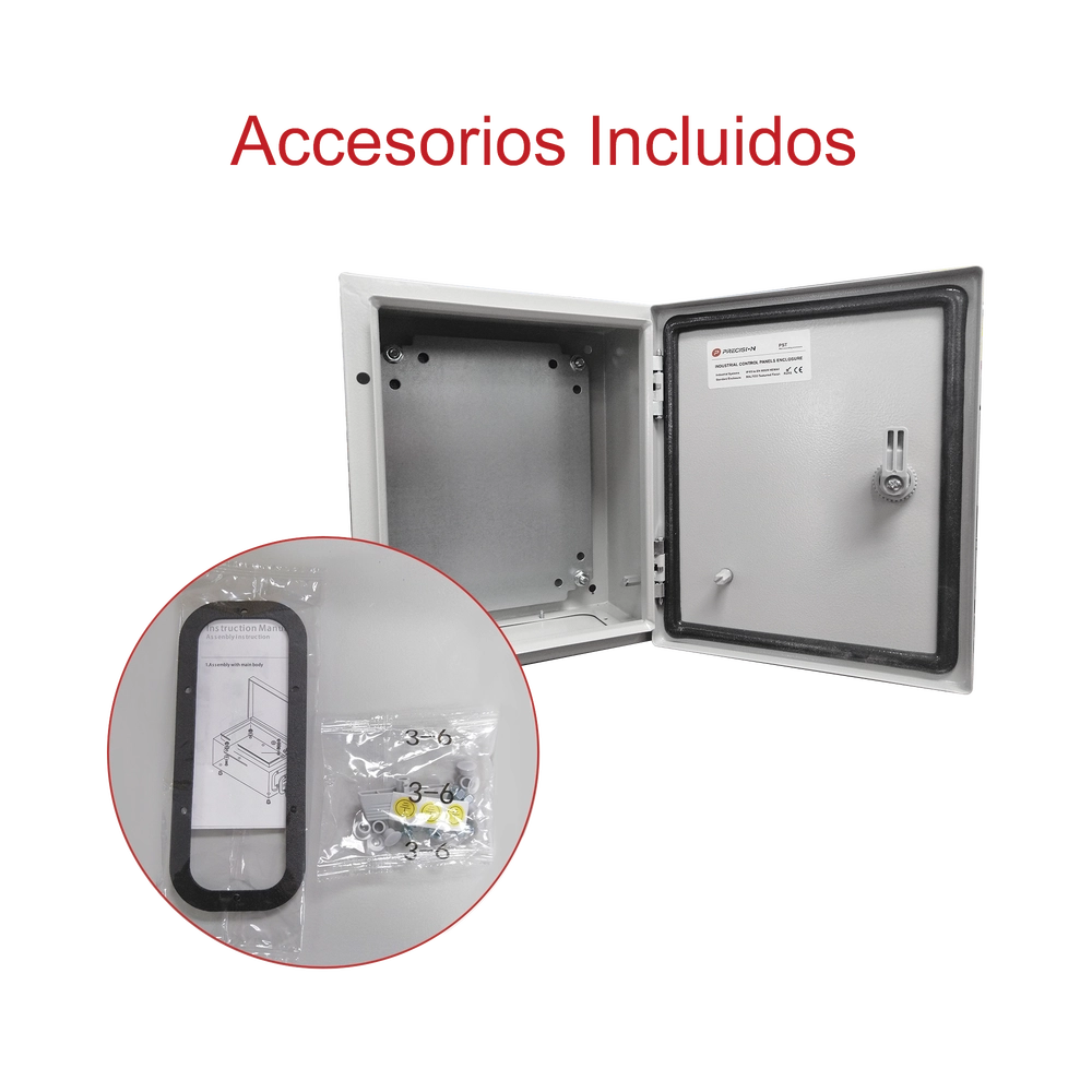 Gabinete de Acero IP66 Uso en Intemperie (300 x 400 x 200 mm) con Placa Trasera Interior de Metal y Compuerta Inferior Atornillable (Incluye Chapa y Llave T). - Imagen 8