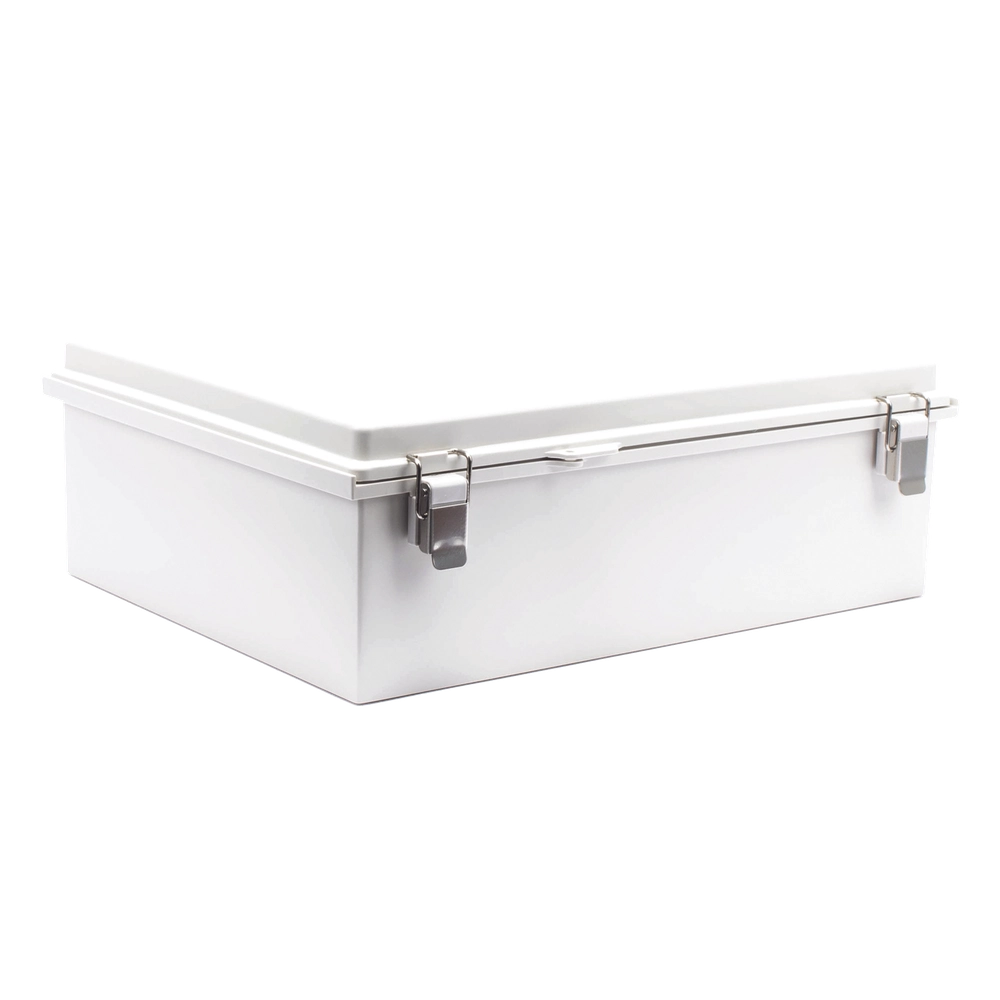Gabinete de Plástico ABS, Uso en Intemperie IP66 (350 x 460 x 160 mm) Cierre por Broche Inoxidable y Permite Cerrado con Candado y Llave (Perno 5mm) No Incluido