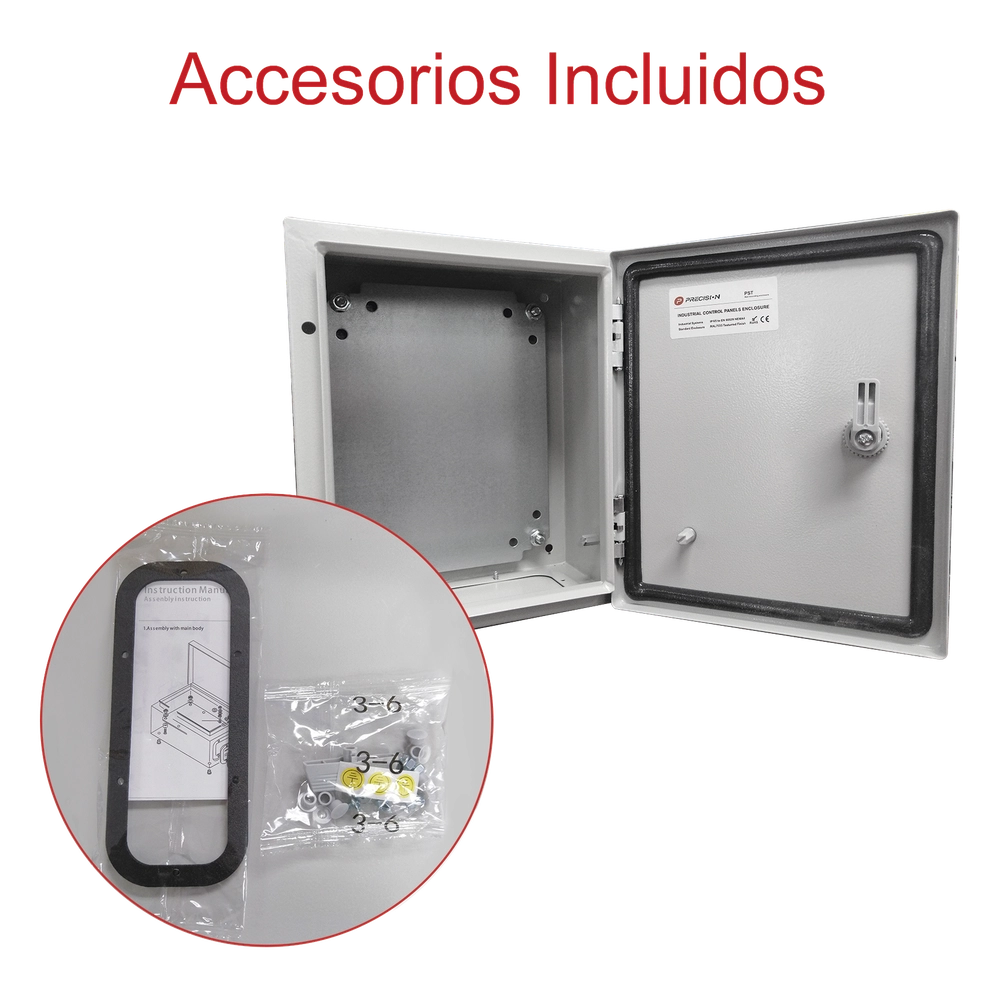 Gabinete de Acero IP66 Uso en Intemperie (400 x 400 x 200 mm) con Placa Trasera Interior de Metal y Compuerta Inferior Atornillable (Incluye Chapa y Llave T). - Imagen 6