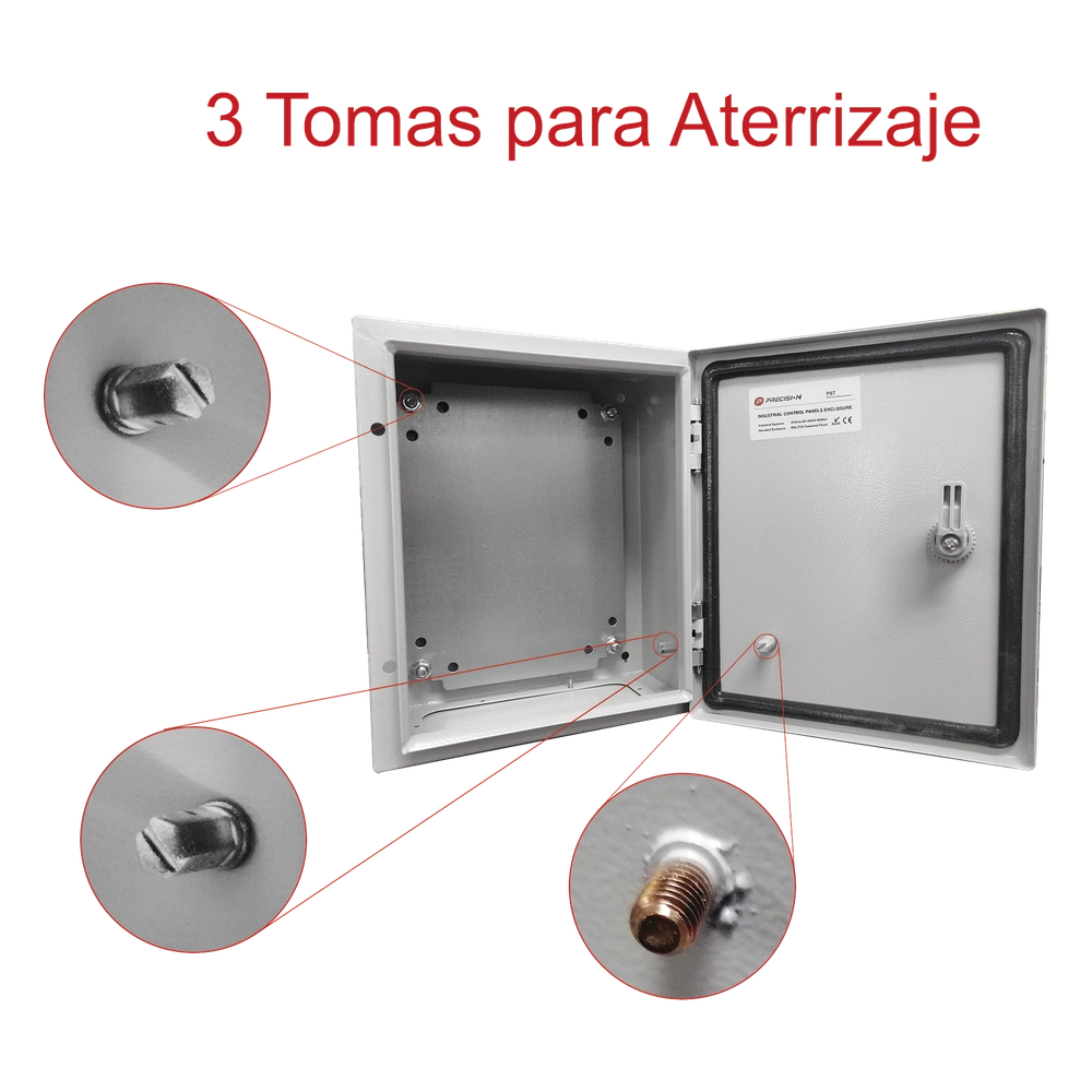 Gabinete de Acero IP66 Uso en Intemperie (400 x 400 x 200 mm) con Placa Trasera Interior de Metal y Compuerta Inferior Atornillable (Incluye Chapa y Llave T). - Imagen 7