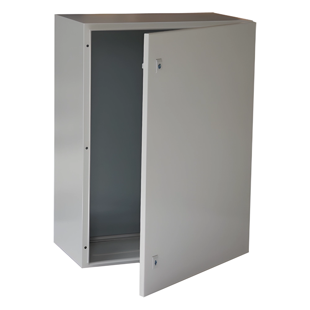 Gabinete de Acero IP66 Uso en Intemperie (400 x 600 x 250 mm) con Placa Trasera Interior Metálica y Compuerta Inferior Atornillable (Incluye Chapa y Llave T).