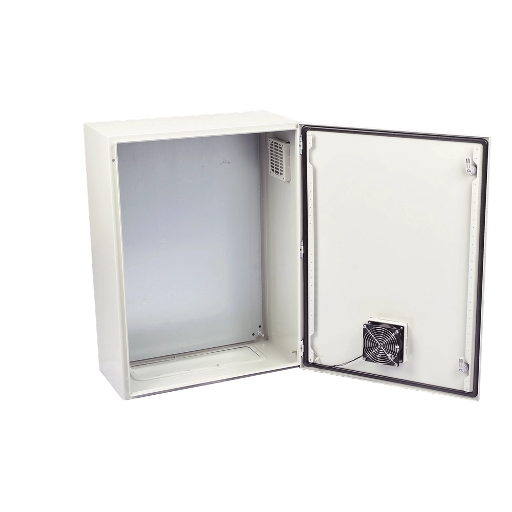 Gabinete Ventilado de Acero IP55 Uso en Exterior (400 x 600 x 250 mm) con Placa Trasera Interior Metálica y Compuerta Inferior Atornillable. Incluye Ventilador, Ventilas, filtros, Chapas y Llave T. - Imagen 5