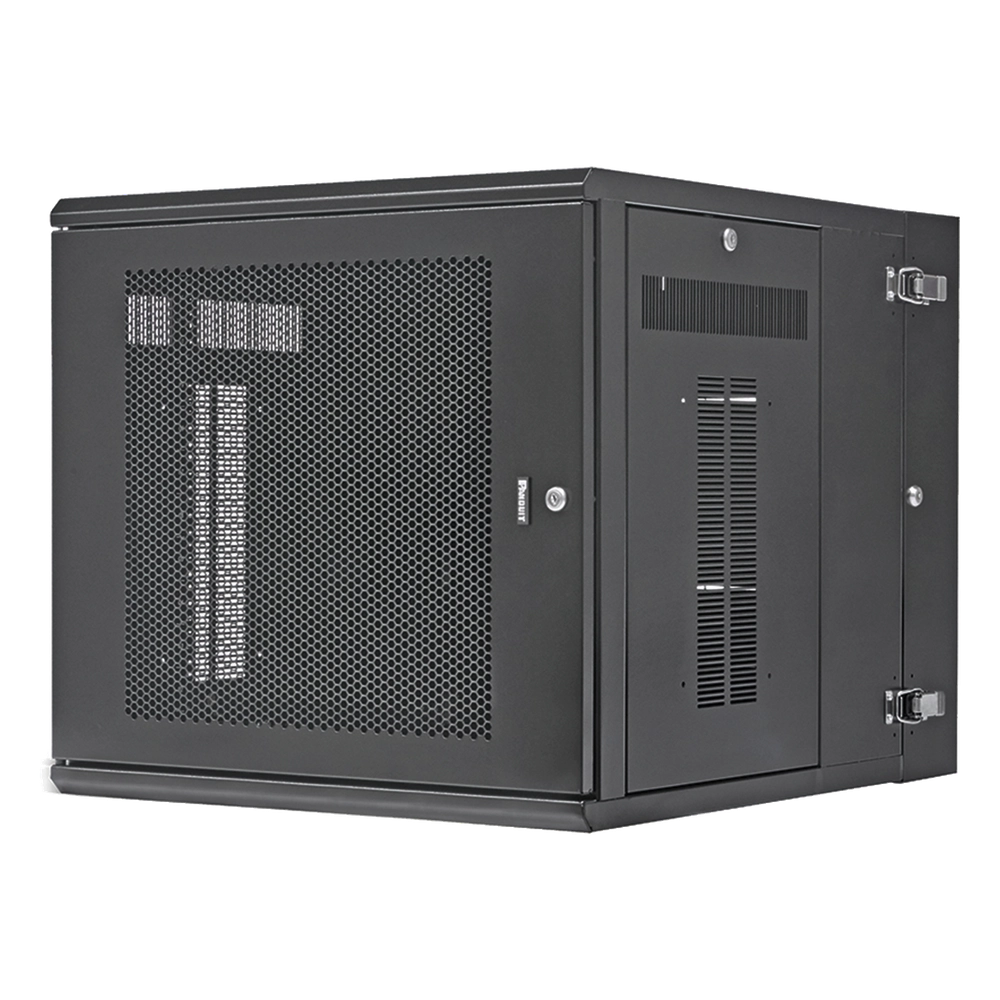 Gabinete PanZone de Montaje en Pared, de 19in, Puerta Perforada, 12 UR, 762mm de Profundidad, Color Negro