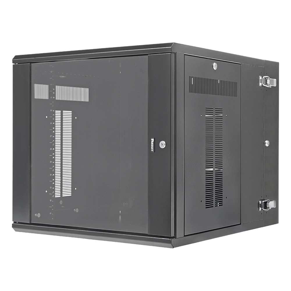 Gabinete PanZone de Montaje en Pared, de 19in, Puerta con Ventana de Seguridad, 12 UR, 762mm de Profundidad, Color Negro