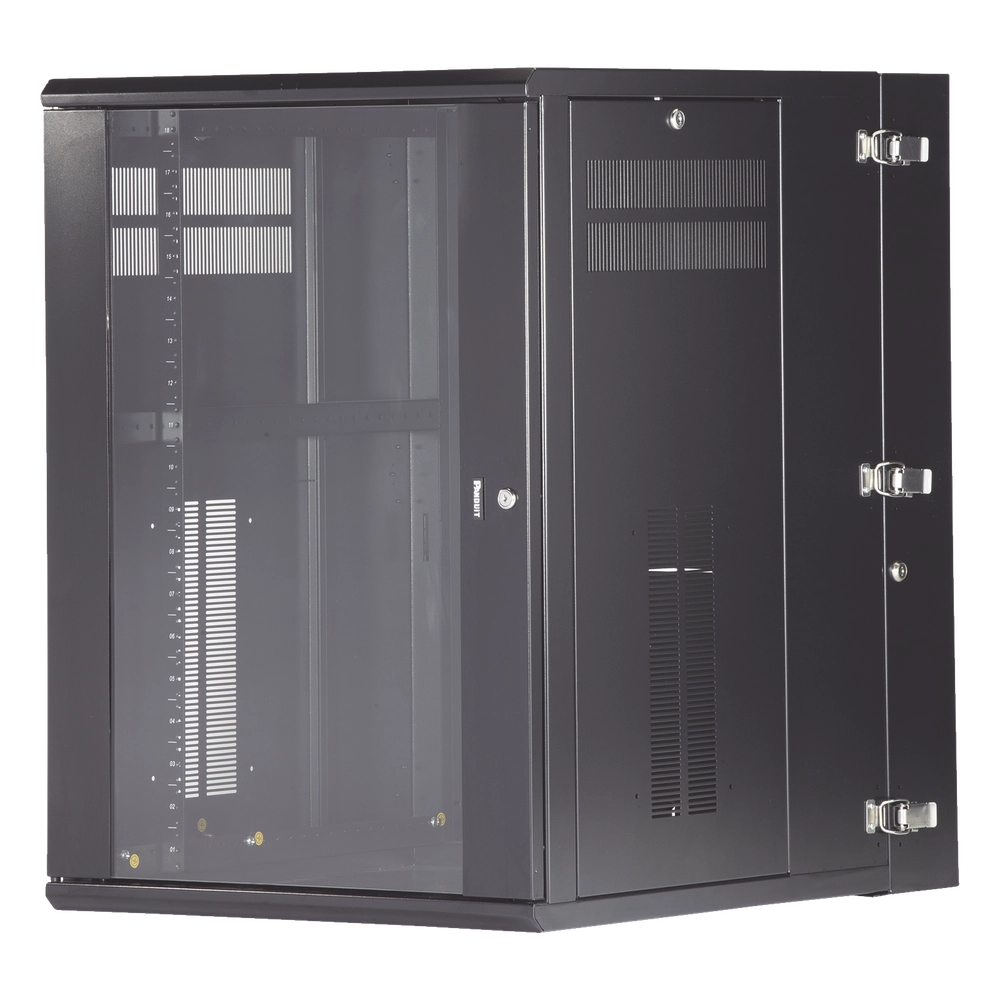 Gabinete PanZone de Montaje en Pared, de 19in, Puerta con Ventana de Seguridad, 18 UR, 762mm de Profundidad, Color Negro