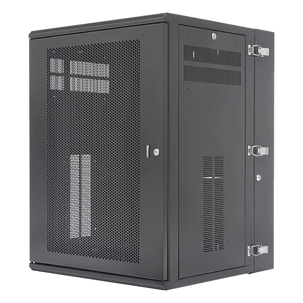 Gabinete PanZone de Montaje en Pared, de 19in, Puerta Ventilada, 18 UR, 635mm de Profundidad, Color Negro